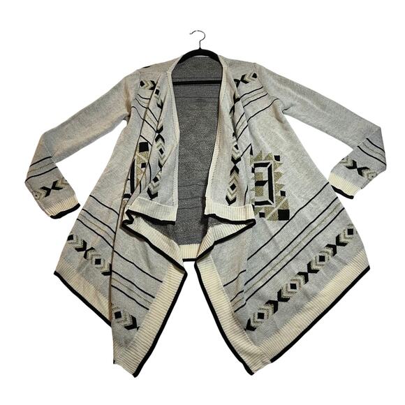 Women's Open Front Waterfall Hem Aztec Southwestern Cardigan Size Small - Picture 1 of 5